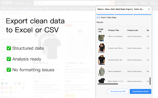 Tabon - One-Click Export Web Data, Web Scraper Table Download screenshot