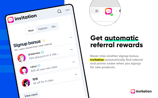 Invitation ← referral & coupon codes screenshot