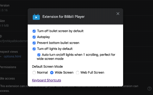 Extension for Bilibili Player screenshot