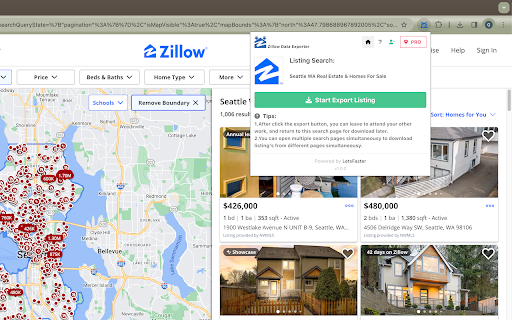 Zillow Data Exporter screenshot