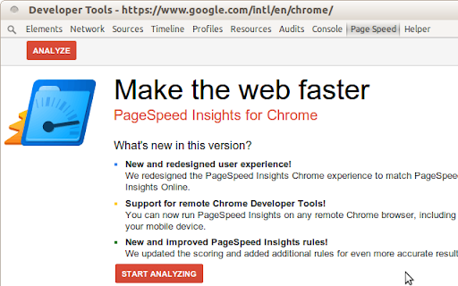 PageSpeed Insights (MV3) screenshot