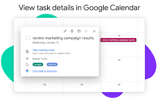 GQueues for Google Calendar screenshot