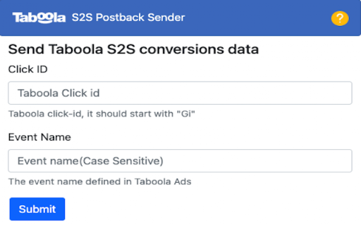 Taboola S2S Postback Sender screenshot