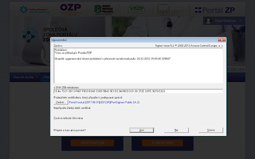 Podepisovací komponenta Signer screenshot