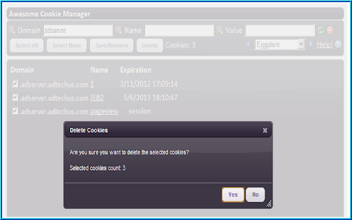 Awesome Cookie Manager screenshot