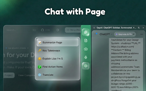 Gepiti: ChatGPT Sidebar, Screenshot, Voice AI screenshot