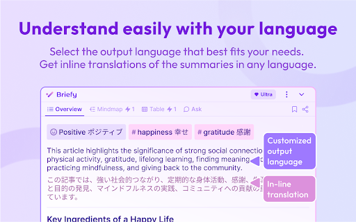 Briefy: AI summarizer with visual views for webpages, YouTube, PDFs screenshot