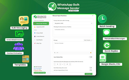 WhatsApp Bulk Sender – HappyInAI screenshot