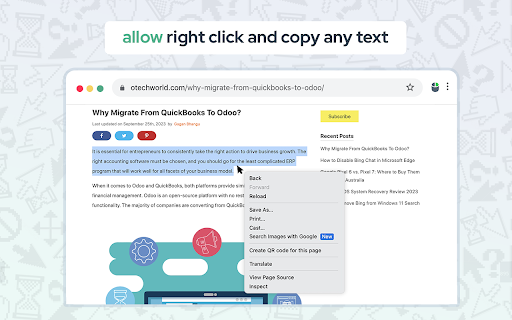 Allow Copy - Select & Enable Right Click screenshot