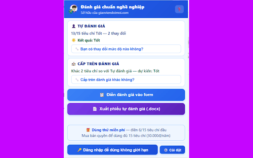 Đánh giá chuẩn nghề nghiệp screenshot
