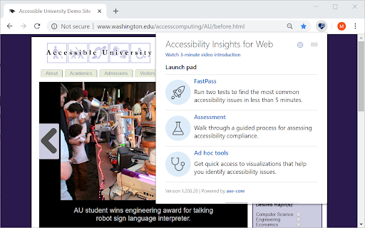Accessibility Insights for Web screenshot