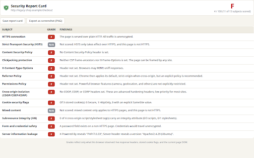 Security Report Card screenshot