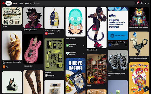 Pinterest Dark Theme screenshot