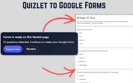 Quizlet to Google Forms Exporter screenshot