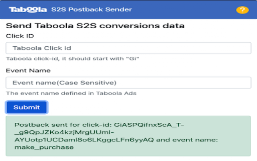 Taboola S2S Postback Sender screenshot
