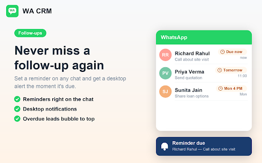 WA CRM — Lead Manager & CRM for WhatsApp Web screenshot