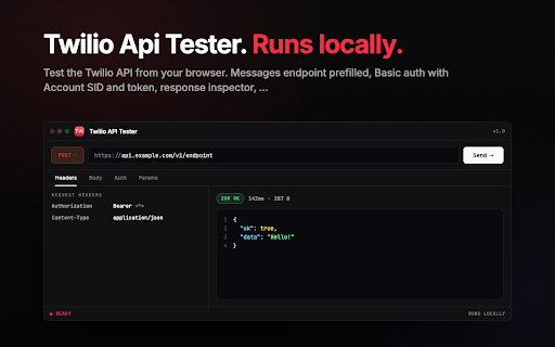 Twilio API Tester - Send Test SMS via the Twilio API screenshot
