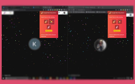 Google Meet Party Button screenshot