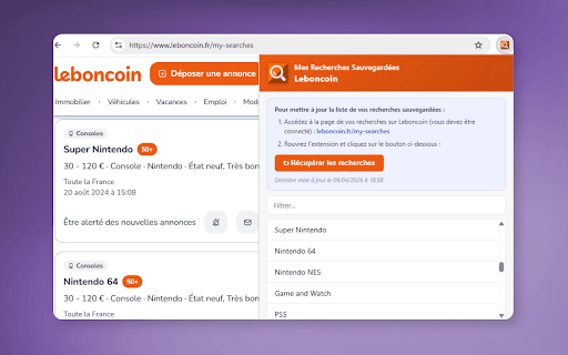 Mes Recherches Sauvegardées Leboncoin screenshot