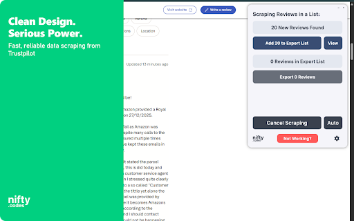T-Reviews Scraper: Export Reviews, Companies, Ratings & More screenshot