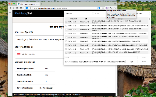 User-Agent Switcher and Manager screenshot