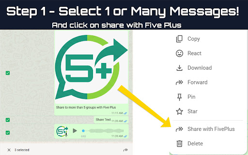 Forward to more than Five WhatsApp™ Groups | FivePlus for WhatsApp™ screenshot