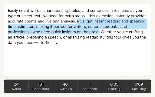 Word Count: Live Metrics for Writers screenshot