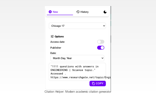 Citation Helper screenshot