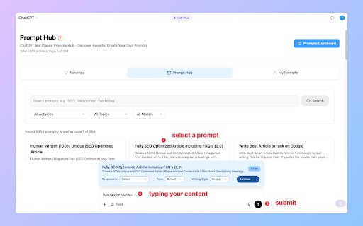 ChatGPT Prompts Hub screenshot