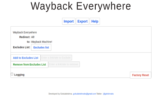 Wayback Everywhere screenshot