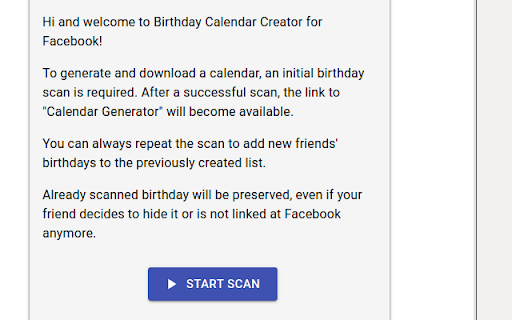 Birthday Calendar Exporter for Facebook screenshot