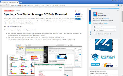 Synology Web Clipper screenshot
