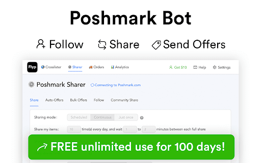 Poshmark Bot Sharer by Flyp screenshot