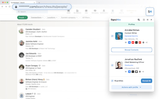 SignalHire - find email or phone number screenshot