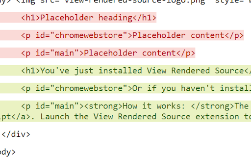 View Rendered Source screenshot
