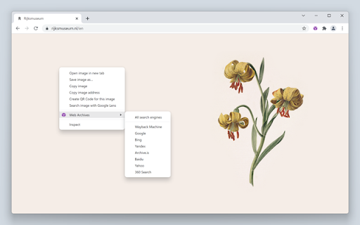 Web Archives screenshot