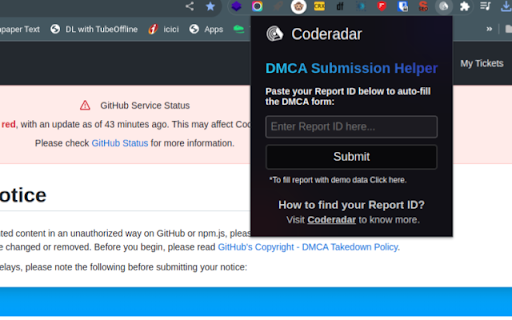 CodeRadar - Github DMCA Helper screenshot