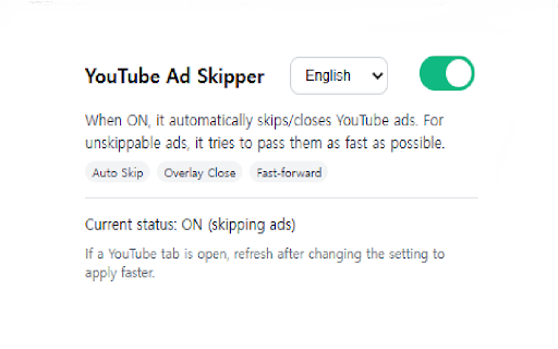 YouTube Ad Skipper (Toggle) screenshot