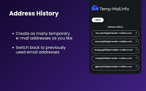 Temp Mail.info - Disposable E-Mail Adresses screenshot