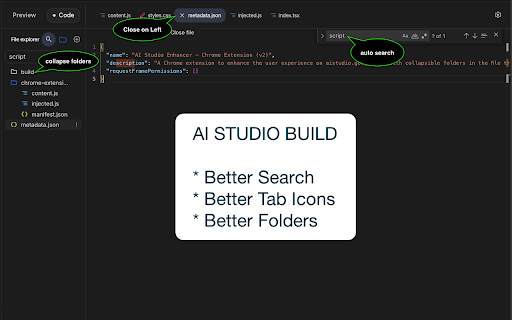 AI Studio Build Enhancer screenshot