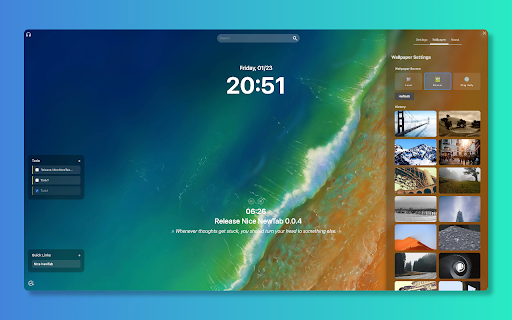 Nice NewTab | Minimalist new tabs and focused workbench screenshot