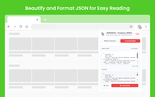 JSON Minify - Compress JSON File screenshot