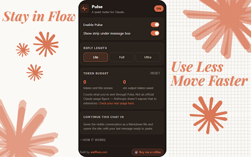 Pulse for Claude — Usage Tracker & Terse Mode screenshot