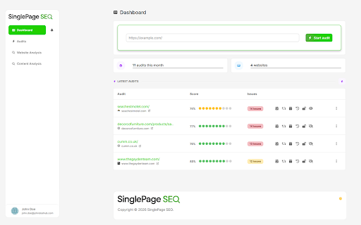 SinglePageSEO | Website & Content Analysis screenshot