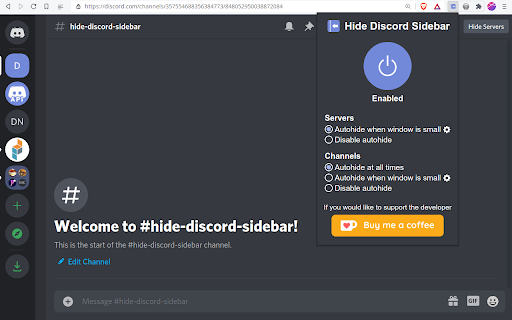 Hide Discord Sidebar screenshot