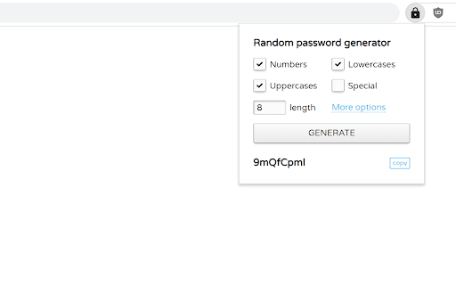 Random password generator screenshot