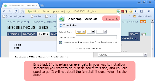 Basecamp Extension screenshot