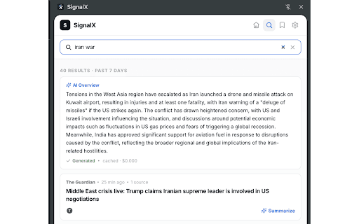 SignalX - AI News Summaries screenshot