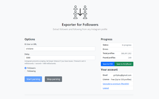 Exporter for Followers screenshot