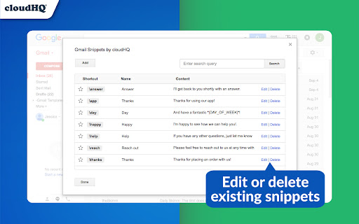Gmail Snippets by cloudHQ screenshot